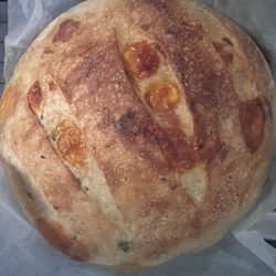 A jalapeno cheddar sourdough bread fresh from the oven.