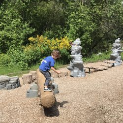Sahallie Illahee Park - Play area 2, just beyond the long slide. Balance equipment good for slightly older kids (4-8).