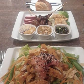 Quil Ceda Creek Casino - Crispy Chicken Salad and BBQ Pork with Dipping Sauces and Teriyaki Kabobs - Casinos Near Me - Tulalip, Washington