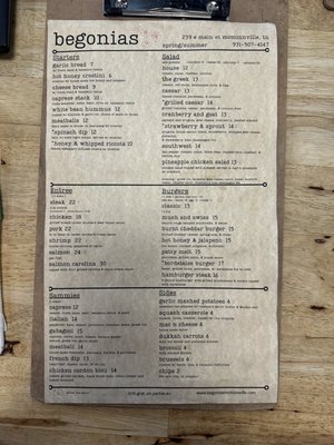Menu photo 1 Begonias McMinnville, TN Menu photo 1 Begonias McMinnville, TN