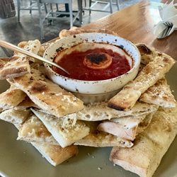 Stop 50 Wood Fired Pizzeria - Firecracker - goat cheese, marinara, and bread sticks.