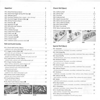 Aburiyaki Sushi - Full menu - 2021, prices (and products?) have changed. - Sushi Bars Near Me - Vaughan, Ontario Aburiyaki Sushi - Full menu - 2021, prices (and products?) have changed. - Sushi Bars Near Me - Vaughan, Ontario
