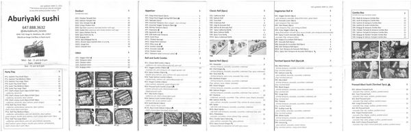 Menu photo 1 Aburiyaki Sushi Vaughan, ON Menu photo 1 Aburiyaki Sushi Vaughan, ON