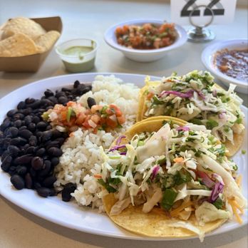 Wahoo's Fish Taco - Shrimp tacos with white rice and black beans. - Mexican Near Me - Huntington Beach, California Wahoo's Fish Taco - Shrimp tacos with white rice and black beans. - Mexican Near Me - Huntington Beach, California