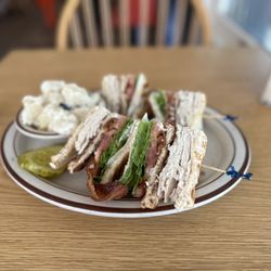 Newcomb Farms Family Restaurant - Turkey club with potato salad
