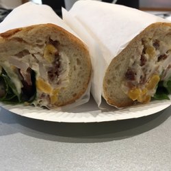 Earls Sandwiches - Chicken, sweet corn, and bacon sandwich on a baguette