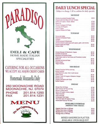 Menu photo 4 Paradiso Deli & Cafe Moonachie, NJ