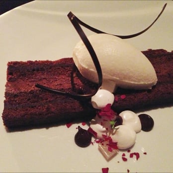 Deuxave - Dessert: Chocolate Sponge Cake, Chocolate Mousse, Chocolate & Jasmine Tea Ganachee, Lychee Glace, Rose Petals - New American Near Me - Boston, Massachusetts Deuxave - Dessert: Chocolate Sponge Cake, Chocolate Mousse, Chocolate & Jasmine Tea Ganachee, Lychee Glace, Rose Petals - New American Near Me - Boston, Massachusetts