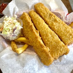 Light and flaky fresh fish, hot and crisp.