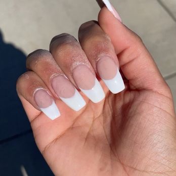 Pinon Nails & Spa - Please Note paint & how uneven the "French tip" were. - Nail Salons Near Me - Boise, Idaho Pinon Nails & Spa - Please Note paint & how uneven the "French tip" were. - Nail Salons Near Me - Boise, Idaho