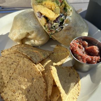 Active Culture - Breakfast burrito with a side of chips salsa was amazing too - Cafes Near Me - Long Beach, California