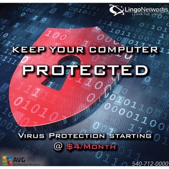 Lingo Networks - Relax. We make it easy to protect your computer from viruses. Call 540-712-0000 to get protection today. - Internet Service Providers Near Me - Galax, Virginia Lingo Networks - Relax. We make it easy to protect your computer from viruses. Call 540-712-0000 to get protection today. - Internet Service Providers Near Me - Galax, Virginia