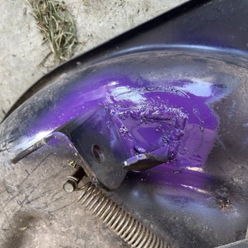 T.D. Venable Mobile Welding - Mower deck repair.  I painted it purple because that's the only paint I had. - Metal Fabricators Near Me - Elberon, Virginia