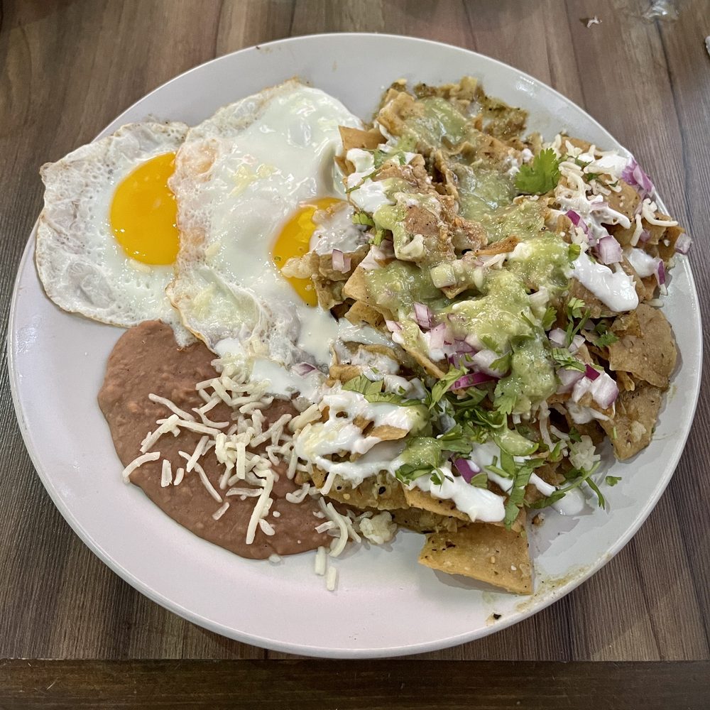 Chilaquiles breakfast plate