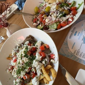 Greek Bistro - Loaded fries and greek salad - Greek Near Me - Glendale, California Greek Bistro - Loaded fries and greek salad - Greek Near Me - Glendale, California