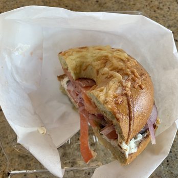 Bagel Street Cafe - Nova lox bagel on a spinach Asiago bagel. - Bagels Near Me - Tracy, California Bagel Street Cafe - Nova lox bagel on a spinach Asiago bagel. - Bagels Near Me - Tracy, California