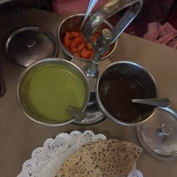 Taj Mahal Indian Restaurant - Complimentary sauces with bread