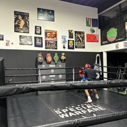 Champions BJJ - Old mat. The belts are still up.