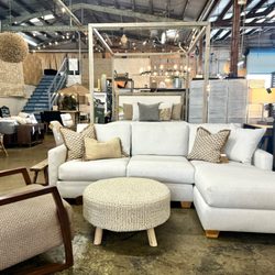 Urbanism Furniture - Condo sofa + chaise in High Performance Fabric: Hailey-Linen  Customize in any fabric and configuration