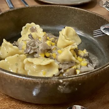 Itria - Pansotti with corn and hen of the woods - Italian Near Me - San Francisco, California Itria - Pansotti with corn and hen of the woods - Italian Near Me - San Francisco, California