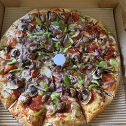 Large , sausage, pepperoni , onion, peppers, mushrooms.. Large , sausage, pepperoni , onion, peppers, mushrooms..