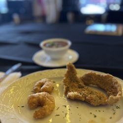 J's Eatery - Catfish and shrimp with red beans and rice