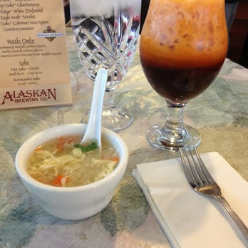 Siam Cuisine - Starter soup and amazingly yummy Thai tea! - Thai Near Me - Anchorage, Alaska Siam Cuisine - Starter soup and amazingly yummy Thai tea! - Thai Near Me - Anchorage, Alaska