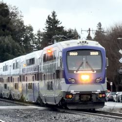 Capitol Corridor - Fremont Centerville - ACE Train #6 Pulling into Fremont Station in Fremont CA.