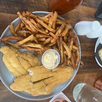 Kin Southern Table + Bar - Catfish and fries and the house hot sauce hit on all levels. - Soul Food Near Me - Providence, Rhode Island