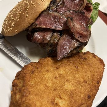 Noah's Ark - Pastrami burger and potato pancake - Delis Near Me - Teaneck, New Jersey