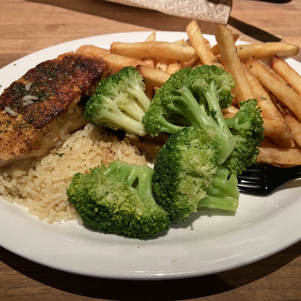 Cheddar's Scratch Kitchen - Blackened salmon. Rice. Broccoli. Fries. - American Near Me - Daytona Beach, Florida Cheddar's Scratch Kitchen - Blackened salmon. Rice. Broccoli. Fries. - American Near Me - Daytona Beach, Florida