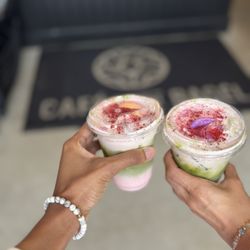 Café con Bagel - Cherry Blossom Matcha Lattes yum