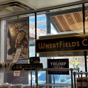 Wheatfields Eatery and Bakery - Political signs throughout the inside and outside of the restaurant; impossible to dine here without becoming a part of it. - American Near Me - Omaha, Nebraska