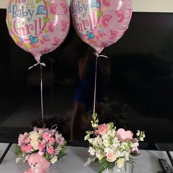 Bradenton Flower Shop | Florist & Flower Delivery - Deluxe version of the new baby welcome arrangements, I also added balloon to each - Florists Near Me - Bradenton, Florida