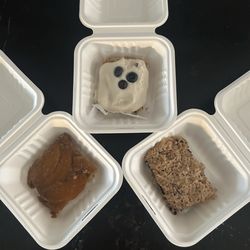 Farm 2 Farmacy - Peach upside down cake, blueberry cake, and German chocolate cake