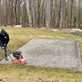 LL Hardscape - Prep of the stone pad for shed - Landscaping Near Me