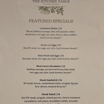 The Kitchen Table - Specials menu - Breakfast & Brunch Near Me - Las Vegas, Nevada
