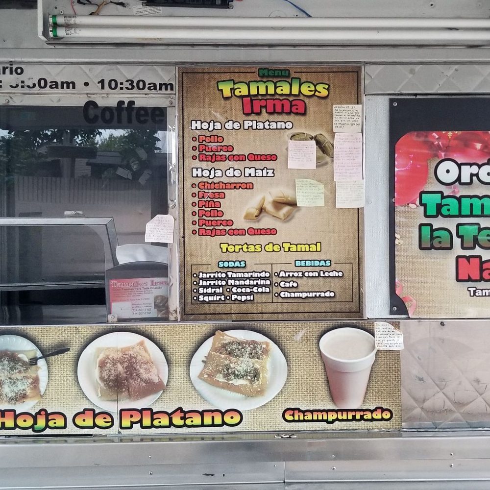 Tamales Irma - Menu! Hoya de Platano's are $1.75 each and Hoja de Maiz is $1.50 each. 7/19/2020 - Mexican Near Me - Santa Ana, California