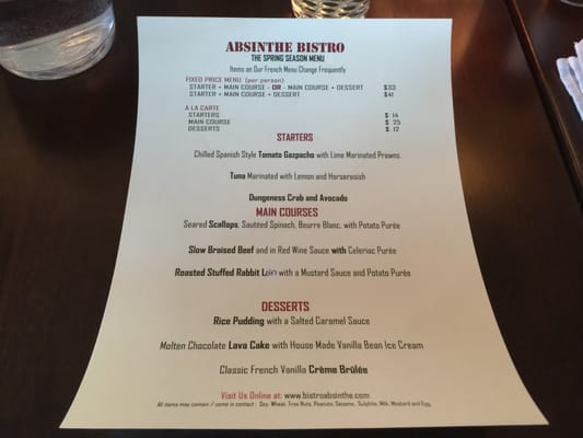 Menu photo 7 Absinthe Bistro Vancouver, BC Menu photo 7 Absinthe Bistro Vancouver, BC