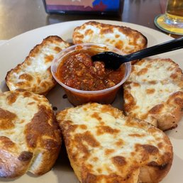 Garlic cheese bread. Garlic cheese bread.