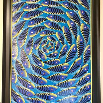 Framed NKY - School of fish painting we stretched and framed with 2 frames. Turned out beautifully. - Framing Near Me - Crescent Springs, Kentucky Framed NKY - School of fish painting we stretched and framed with 2 frames. Turned out beautifully. - Framing Near Me - Crescent Springs, Kentucky