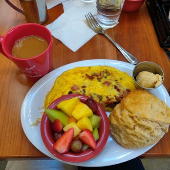 Ruby Sunshine Homewood - 3 little pigs omelette with fresh fruit and a biscuit - Breakfast & Brunch Near Me - Birmingham, Alabama Ruby Sunshine Homewood - 3 little pigs omelette with fresh fruit and a biscuit - Breakfast & Brunch Near Me - Birmingham, Alabama
