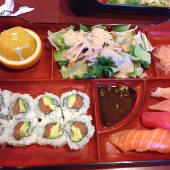 Kampai Sushi - Lunch box with 2 entrees, sushi and salmon/avacado roll. - Japanese Near Me - Tucson, Arizona Kampai Sushi - Lunch box with 2 entrees, sushi and salmon/avacado roll. - Japanese Near Me - Tucson, Arizona