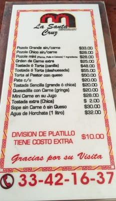 Menu photo 5 La Santa Cruz Guadalajara, JAL