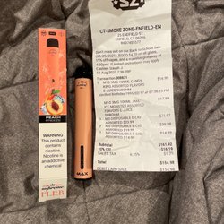 Smoke Zone Smoke Shop - Receipt and the disposal vape pen.