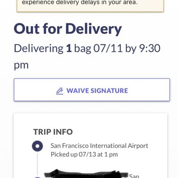 Wheres My Suitcase - WMS "delivery info" showing my bag was "picked up" by the driver on 07/13. - Professional Services Near Me - Houston, Texas