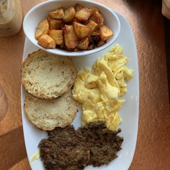 Another Broken Egg Cafe - Breakfast sampler platter with sausage patties 4/5 - Breakfast & Brunch Near Me - Houston, Texas Another Broken Egg Cafe - Breakfast sampler platter with sausage patties 4/5 - Breakfast & Brunch Near Me - Houston, Texas