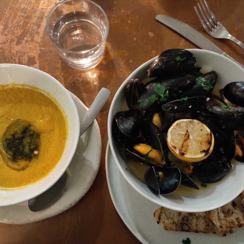 Valentina - Roasted corn soup and PEI steamed mussels - Seafood Near Me - Encinitas, California Valentina - Roasted corn soup and PEI steamed mussels - Seafood Near Me - Encinitas, California