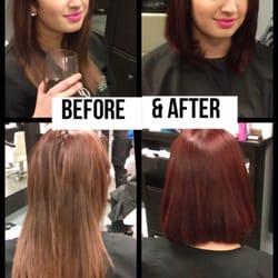 Salon Xin - Long straight light brown hair to red head and bob haircut