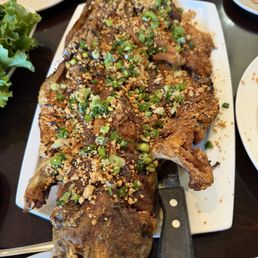 Fried catfish, well freshly cooked, crunchy AND most importantly flavorful YUM! Fried catfish, well freshly cooked, crunchy AND most importantly flavorful YUM!